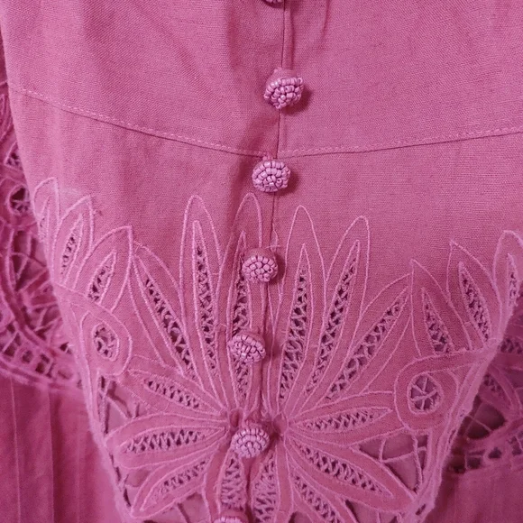 Farm rio pink daisy embroidered sleeveless midi dress - Picture 7 of 9